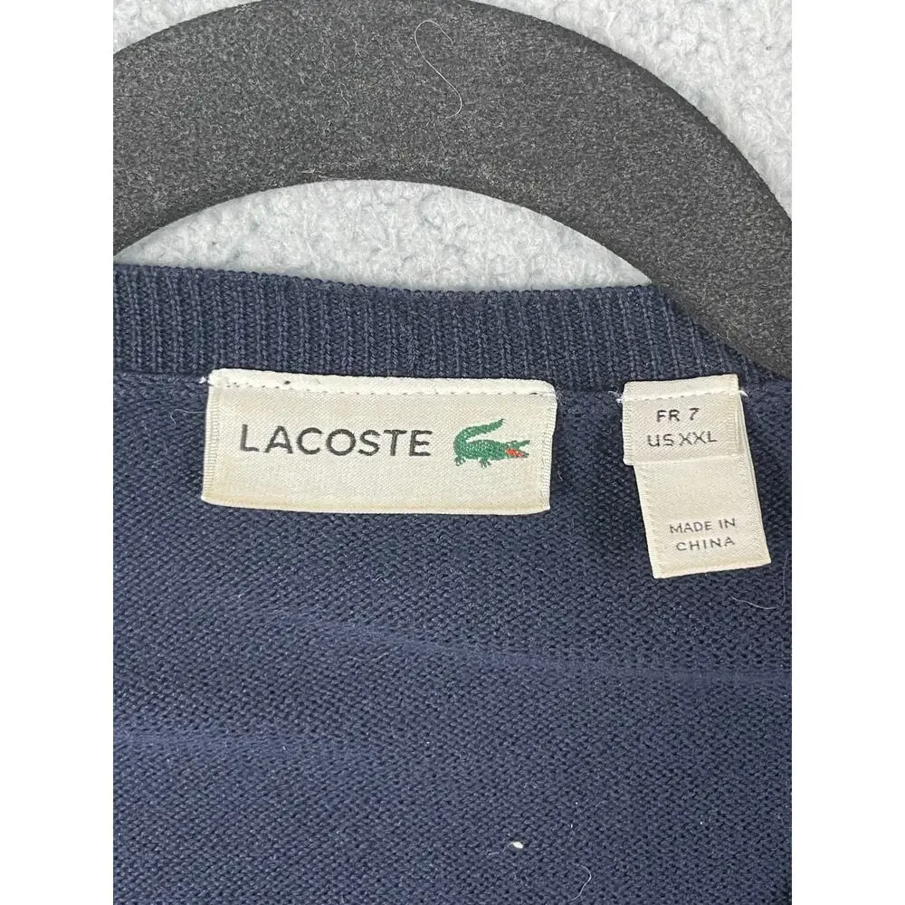 Lacoste Mens Size 7/XXL Blue Pullover Crewneck Sweater